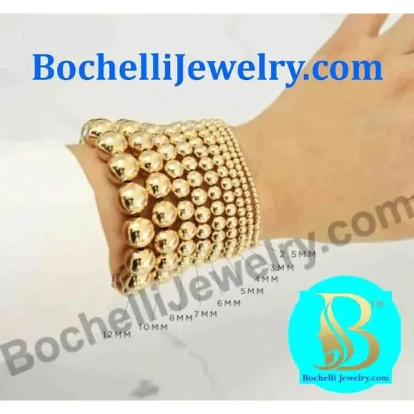 Onyx 4mm 14k Solid Yellow or Rose Gold Lobster or Stretchy Bead Bracelet
